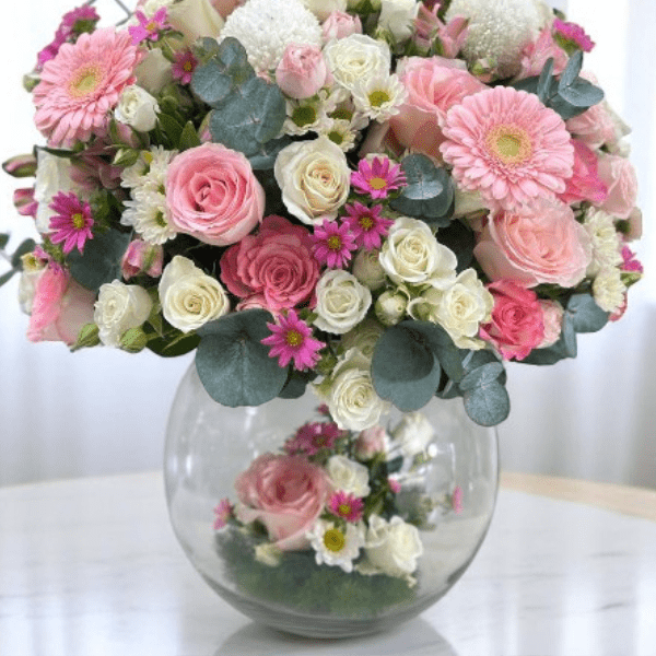 JENEEN FLOWERS FLOWERS VASE pink fish bowl