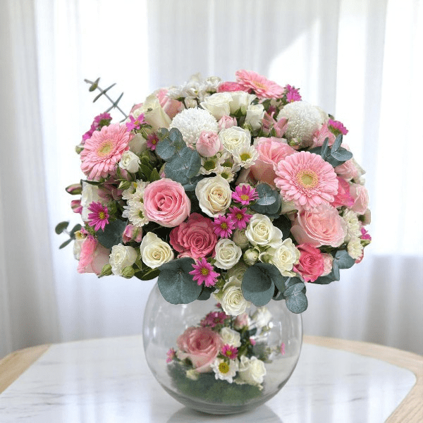 JENEEN FLOWERS FLOWERS VASE pink fish bowl